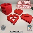 All-Lids.png Archivo 3D Minecraft Vida Corazón Jarrón Jardinera・Modelo para descargar y imprimir en 3D