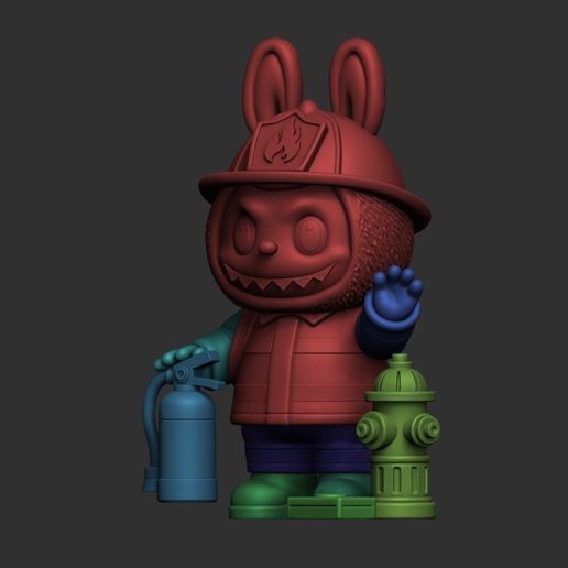🧑‍🚒 Labubu firefighter – Cute Fire Hero・ STL File for 3D printing・Cults
