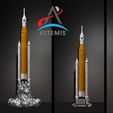 0.jpg Artemis 1 The Space Launch System (SLS): NASA’s Moon Rocket take off (lamp) and pedestal File STL-OBJ for 3D Printer