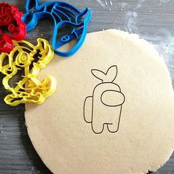 among-us-crewmate-with-plant-hat.jpg Fichier STL membre d'équipage parmi nous avec chapeau végétal emporte-pièce + contour・Plan à imprimer en 3D à télécharger