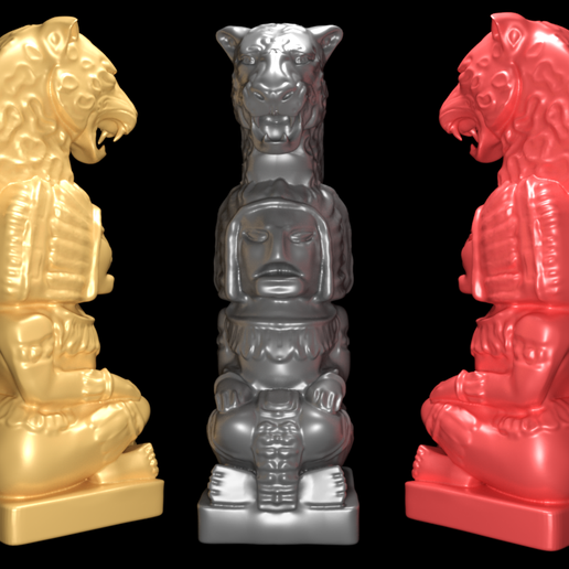 preview5.png Maya-Statue mit Jaguarkopf stl 3D-Druckmodell