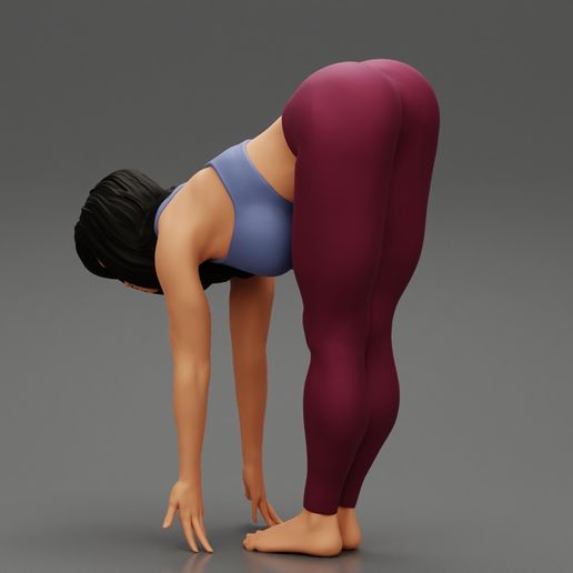 Girl-5.jpg 3D file Young Woman Doing Yoga Asana Standing Forward Bend Pose 3D Print Model・3D printer model to download, 3DGeshaft