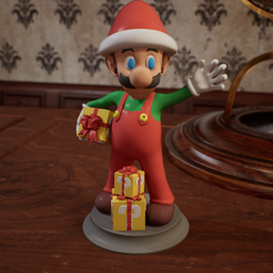ScreenShot00050.png Super Mario LUIGI Christmas Tabletop Figurine