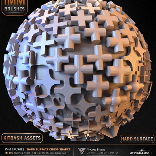 💯 100 Hard Surface IMM Cross Shapes・ 3D File for 3D printing・Cults
