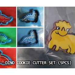 SOOKIE CUTTER SET (5PCS) Dinosaur (dino) cookie cutter set 5pcs
