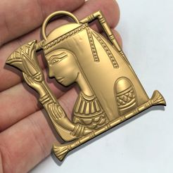 Cleopatra-pendant06.jpg Fichier STL CLEOPATRA EGYPTE ANCIENNE Pendentif Reine・Design à télécharger et à imprimer en 3D