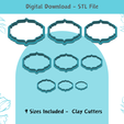 Plaque-Retro-Shape-clay-cutter.png Plaque Retro Shape 01 Cutter for Polymer Clay | Digital STL File | Clay Tools | 9 Sizes Clay Cutters