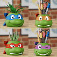 tmnt_planter10.png Ninja Turtles Planter Pen Holder 4 models