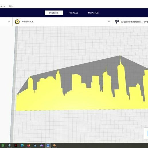2D Silhouette/Stencil City Skyline 3D model