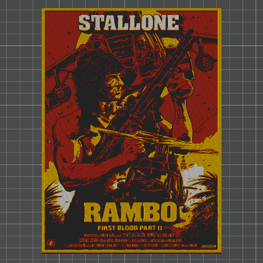Rambo Movie Frame/Painting/Picture/Cuadro with Relief 4 Colors 3MF for AMS