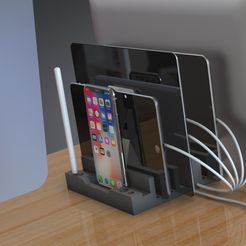 Multi Dock Charging Station (23).jpg STL file Multi Device Charging Station and Organizer - Contemporary Design・3D printable model to download
