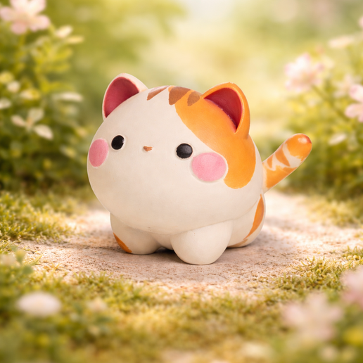 Cute Chibi Cat Figurine – Kawaii Cat STL – Adorable Desk & Shelf Decor