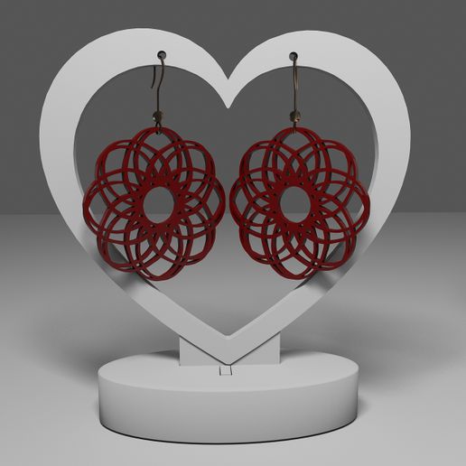 Mandala earrings 108 3D model