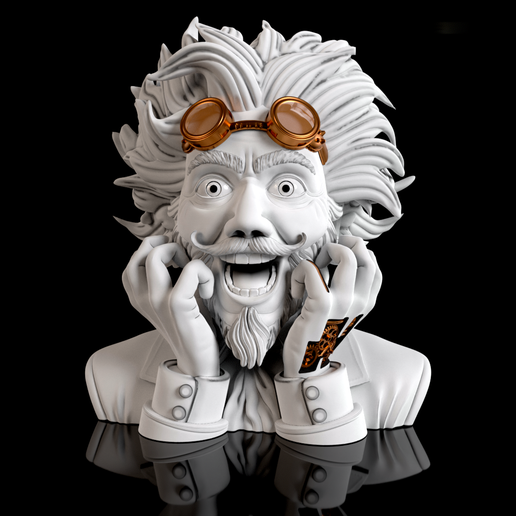 steampunk style bust of a scientist 3D model
