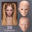 5.png BJD doll head Rysi, 1|12  BJD head, 1|6 doll head, 1|4 ball jointed doll head, anime head, head, 3d print doll head, STL doll, ooak