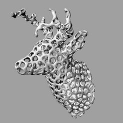 2222.jpg Free STL file Deer Head Voronoi・Template to download and 3D print
