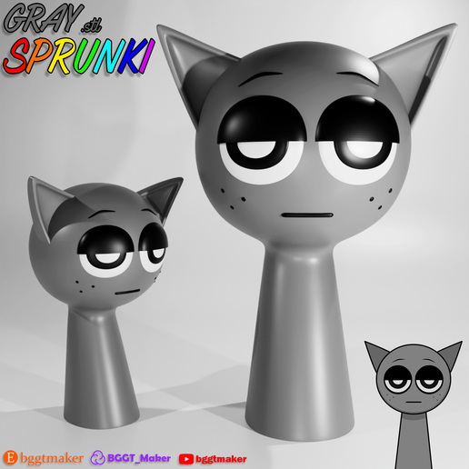 Fichier STL GRAY SPRUNKI INCREDIBOX GREY | Sprunki 3D Model STL Fan Art