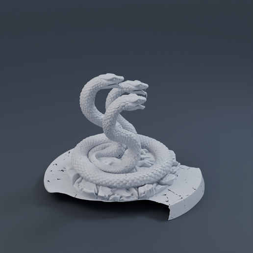 Three-Headed Hydra 3D printable STL miniature
