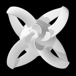80lb.png STL file Optimized, power saving, toroidal propeller for 80lbs Electric trolling motors - 4 Blades - Small Size・3D printing template to download