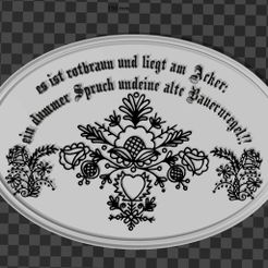 bauernregel.jpg Fichier STL gratuit Bauernmalerei -Spruch Platte・Design pour imprimante 3D à télécharger, syzguru11