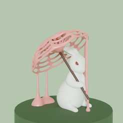 kasausagi2.png Fichier 3D Lapin avec parapluie en toile d'araignée・Modèle pour impression 3D à télécharger