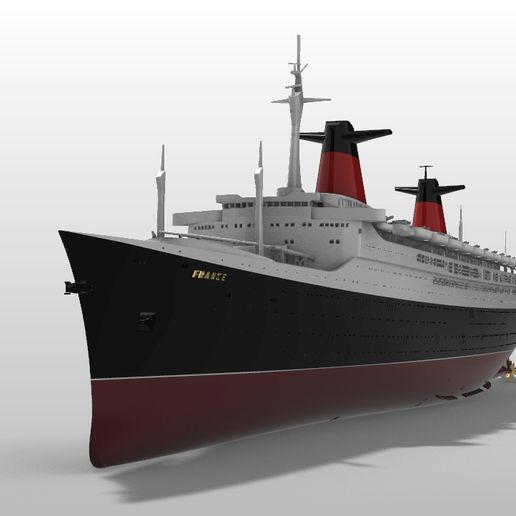 Untitled-2.jpg Download STL file S.S. FRANCE (1960) ocean liner printable model - full hull and waterline versions • Object to 3D print, LinersWorld
