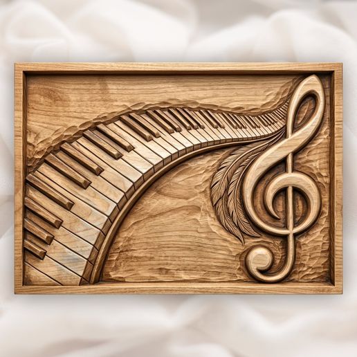 Piano Keys Treble Clef CNC Relief STL