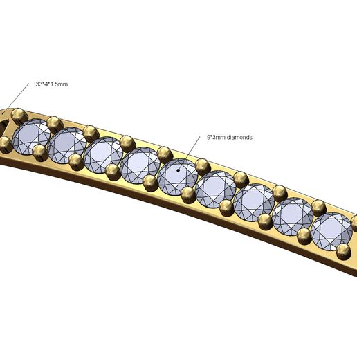 Simple diamond rounded bracelet plate 3D print model 3D model