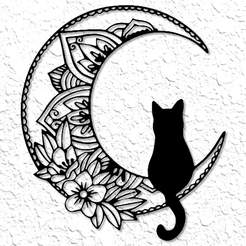 project_20230217_1713115-01.png STL-Datei Mandala Katze auf dem Mond Wandkunst Mandala Wanddekor・3D-druckbares Design zum Herunterladen