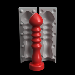 Model-and-Mold.png Gewellter Dildo V2 und zweiteilige Form (5 Größen)