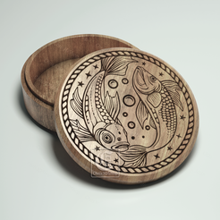 1b.png Pisces - V-Carved Jewelry Box - Digital Files for CNC Router