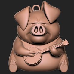 1.jpg Pig-Banjo Player Keychain