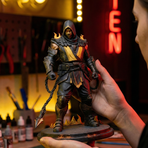 Hellfire Ninja Warrior 3D Printable STL File | Undead Yellow Shinobi Miniature | Tabletop Fighting Figure