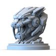 2.541.jpg Robotic Saber-Tooth Tiger Head STL – Mecha Smilodon Sculpture 3D Print Model | Sci-Fi Animal Bust