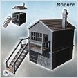 1-PREM.jpg Modern building with access staircase to the first floor and cut stone walls (48) - Modern WW2 WW1 World War Diaroma Wargaming RPG Mini Hobby
