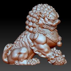 guardianLion3d1.jpg STL-Datei guardian lion or foo dogs 3d model kostenlos・3D-Druckvorlage zum Herunterladen