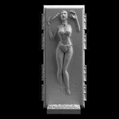 1.jpg Star Wars Slave Leia in Carbonite Download 3D print model STL files statue figure digital pattern 3D printing Sculpture Art