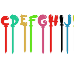 Alphabet-Toppers-v4.png STL file Alphabet Cake toppers ( 26 letters )・3D print design to download