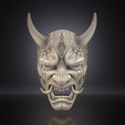 untitled307.png Oni Demon Mask STL – Horned Dark Fantasy Mask 3D Print Model