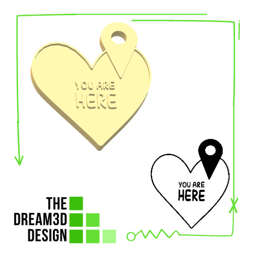 YOU ARE HERE KEYCHAIN/ KEYCHAIN /PENDANT 3D model