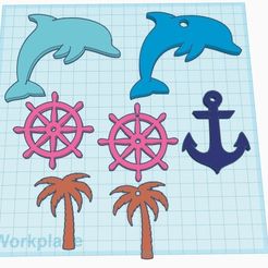 Nautical.jpg STL file Nautical Sea Fun Bracelets or Earrings Sailing Keychains・Template to download and 3D print