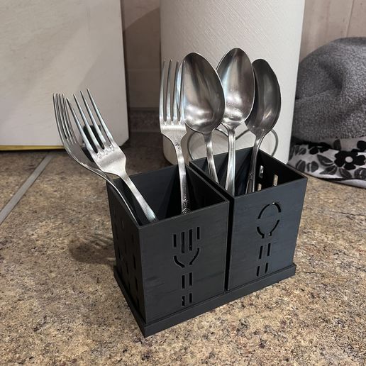 Minimalist 2-Compartment Cutlery Holder & Organizer
