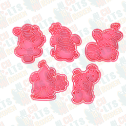Easter-gnomes-cookie-cutter-set-of-5.png Fichier 3D Jeu de 5 emporte-pièces pour gnomes de Pâques・Plan pour imprimante 3D à télécharger