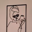20231105_225308.jpg Line art girl holding wine, wall art girl holding wine, 2d art girl holding wine