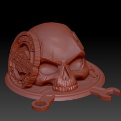 Skull-Motor-Oil-v2-01.jpg STL file Skull Motor Oil Harley Davidson・3D printing idea to download