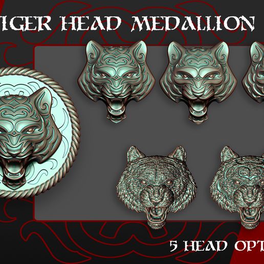 Tiger Pendant Medalion 3D print model 3D print model 3D model