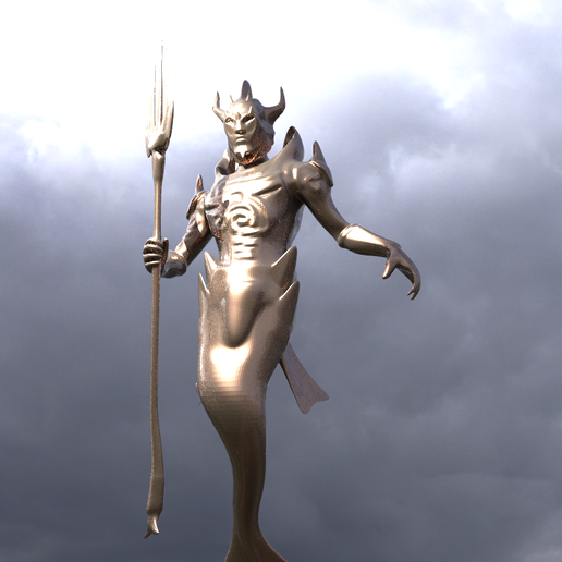 Low poly Merman statue 1