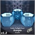 Zodiac Tealight Cover Scorpio Scorpion STL file Scorpio (Scorpion) Zodiac Tealight Cover・3D print model to download, c47