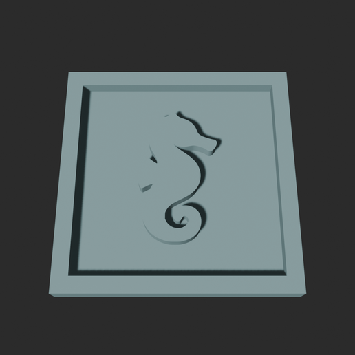 Sea Horse Square – 3D Printable Game Token