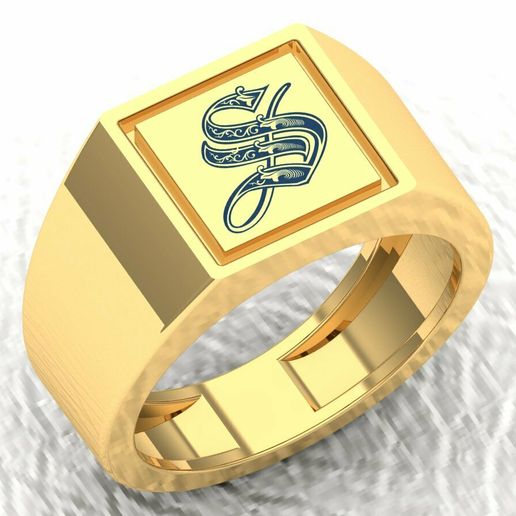 S Alphabet Gold Ring Design For Men Letter S Initial Royal Monogram  Engraved Gold Mens Signet Ring